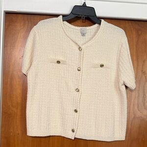 Talbots style Cream Short-Sleeve Cardigan